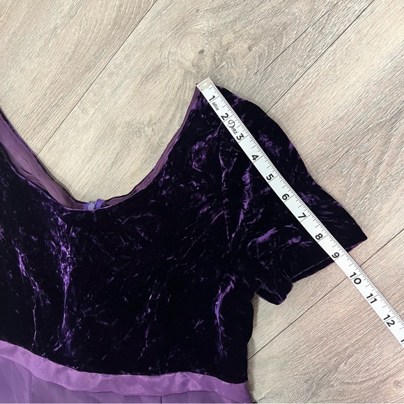 Purple Plum Velvet Prom Bridesmaid Formal Flow Dress Back Bow Large X-Large - Picture 5 of 9